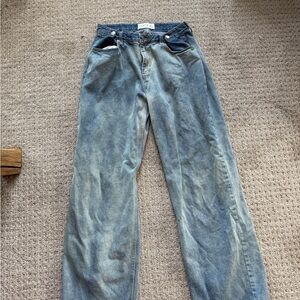 EDITION Wide Leg Two-Tone Blue Denim Jeans